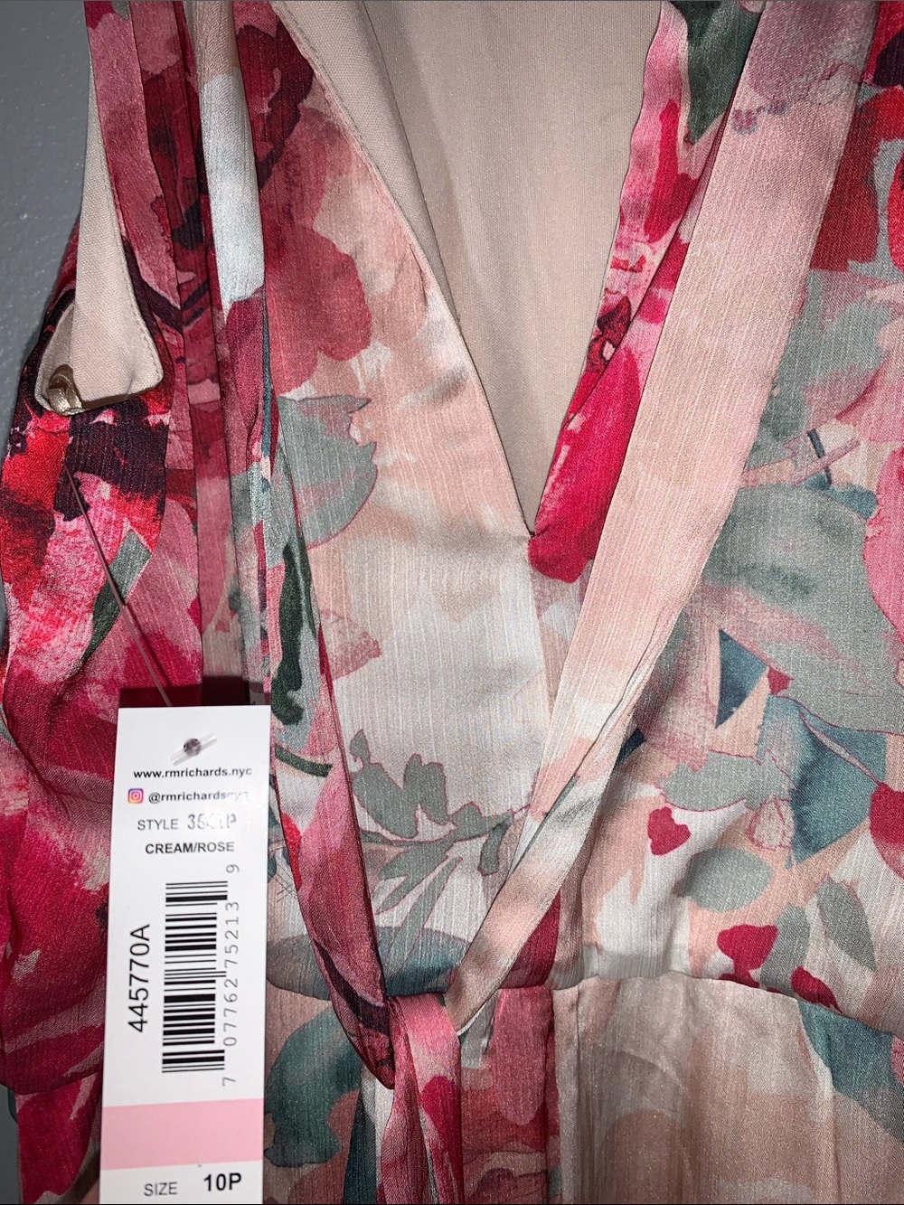 R&M Richards Women's Floral High Halter Neck Chiffon Maxi Dress-Flowy Sleeveless - Picture 5 of 6